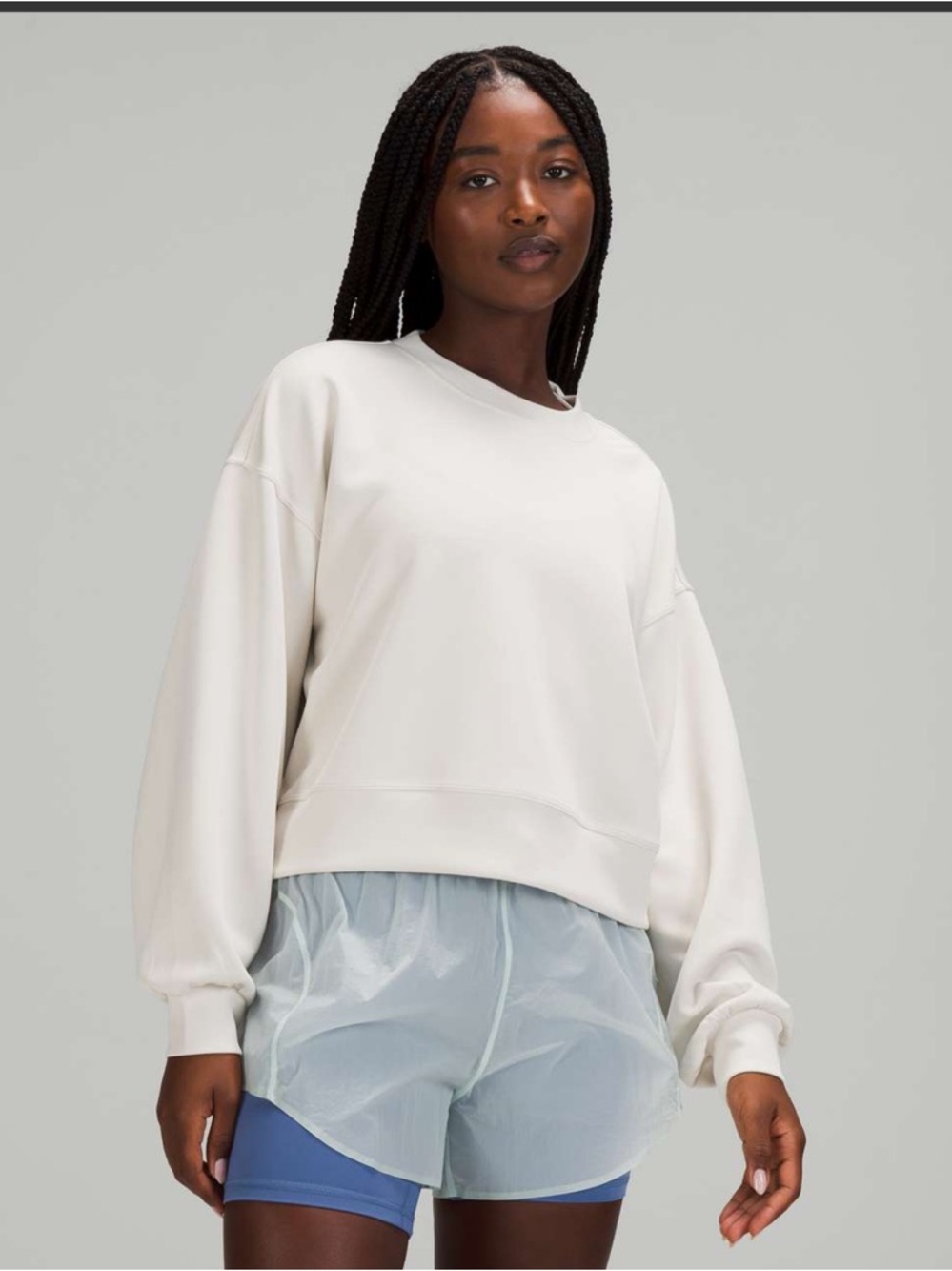 Lululemon Perfect Oversized Cropped Crew 8 White Opal